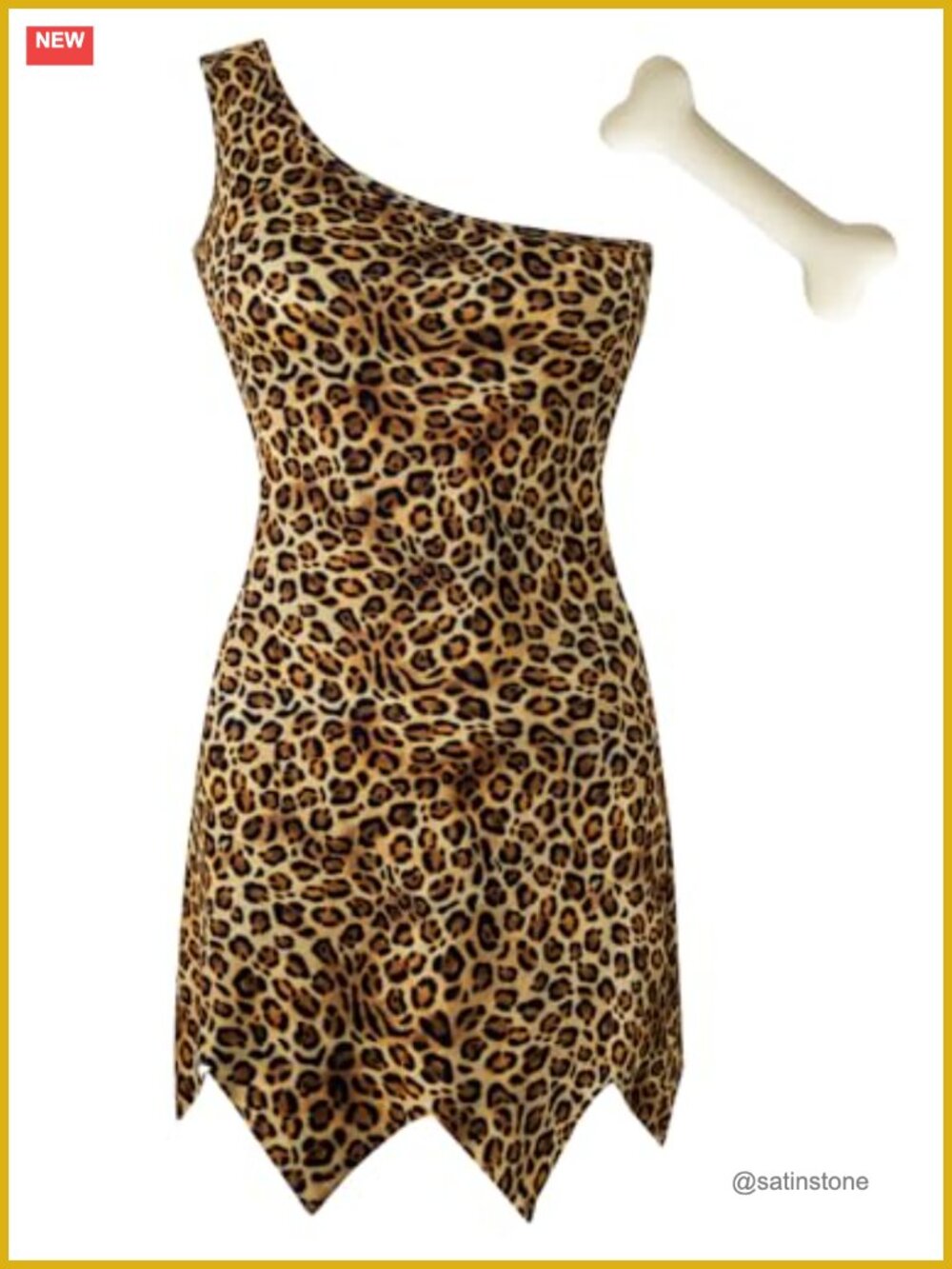 Womens Cave Girl Costume Dress Bone Hair Clip Halloween Cosplay